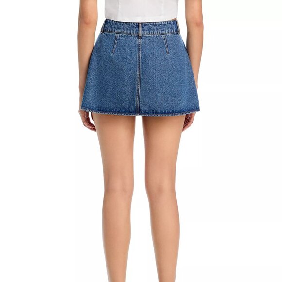 69$ STEVE MADDEN Marlowe Pleated Denim Mini Skort High Rise Size 31 Med Blue - Picture 3 of 4